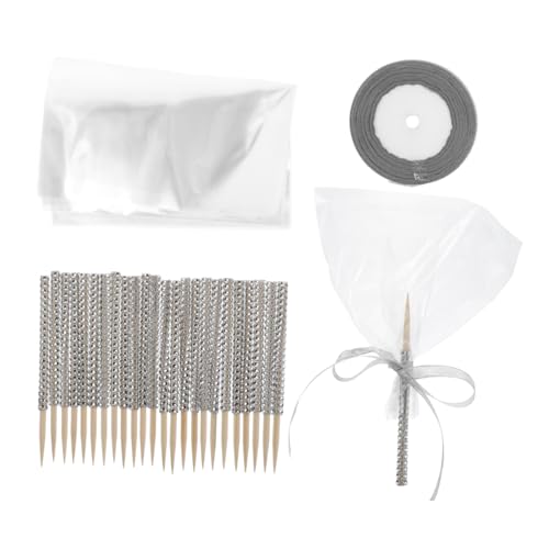 TOBBOMEY 24-teiliges Bambus-Spieße für Candy Bars mit glitzerndem silbernem Band als Dekoration für Hochzeitsfeiern TOBBOMEY 24-teiliges Bambus-Spieße für Candy Bars mit glitzerndem silbernem Band als Dekoration für Hochzeitsfeiern von TOBBOMEY