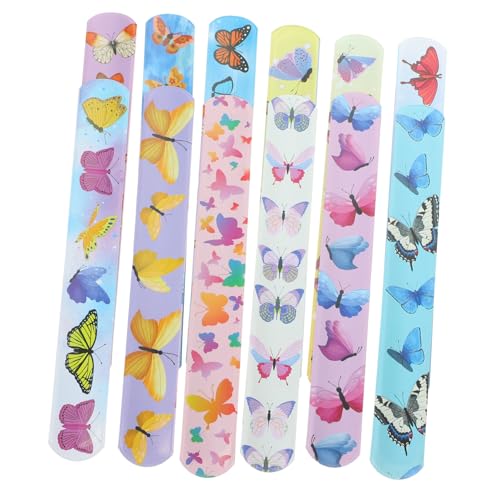 TOBBOMEY 24 Stück Teiliges Schmetterling schnapparmband Bunte Cartoon Klatscharmbänder für Party Mitgebsel Leicht Anzulegen Vielseitig Einsetzbar für Geburtstagsfeiern und Festivals von TOBBOMEY