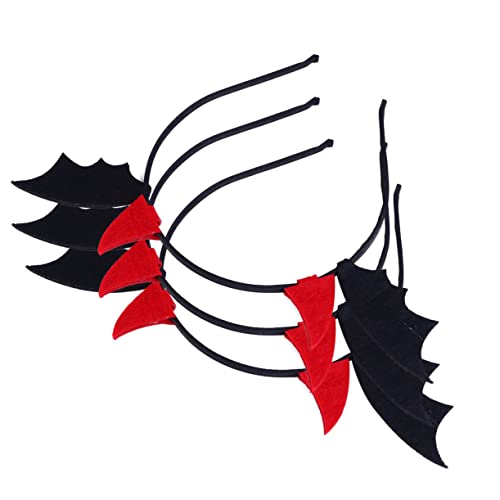 TOBBOMEY 3 Stück Teiliges Halloween Haarreif für Schwarzen Teufelshörnern und Fledermausflügeln Niedlicher Haarschmuck für Karneval Kostüm Party und Festliche Anlässe von TOBBOMEY