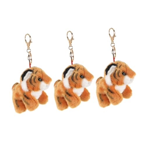 TOBBOMEY 3 Stück Teiliges Plüsch Tiger Schlüsselanhänger Set Weiches Kuscheltier Anhänger Geburtstags und Shower Partygeschenk Charmant für Taschen Rucksäcke und Schlüssel von TOBBOMEY
