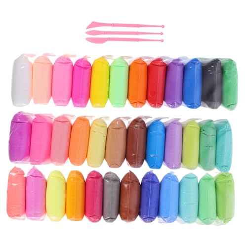 TOBBOMEY 36 Packungen Farben Modelliermasse für Ultraleichte Flexible Knete zum Basteln DIY Clay Kit für Kreative Handarbeiten und Formen Ungiftig und Sicher für Mädchen und Jungen von TOBBOMEY