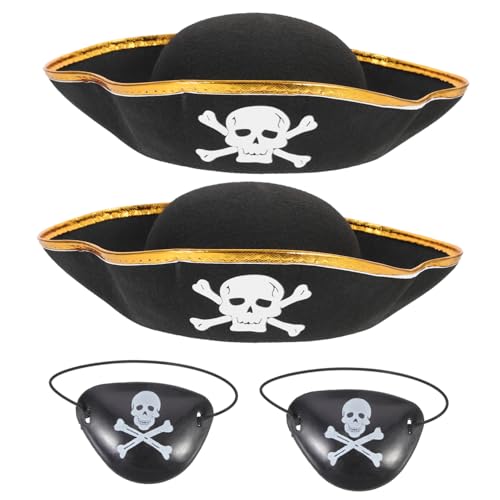 TOBBOMEY 4 Stück Piratenhut -Augenmaske Piratenhut für Flecken Piratenkappe Kapitänsmütze zum Geburtstag Piratenkostüm Jungen Dame Stoff Schwarz TOBBOMEY 4 Stück Piratenhut -Augenmaske Piratenhut für Flecken Piratenkappe Kapitänsmütze zum Geburtstag Piratenkostüm Jungen Dame Stoff Schwarz von TOBBOMEY