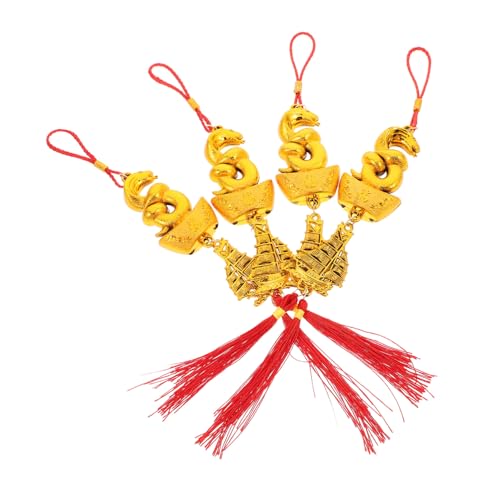 TOBBOMEY 4 Stück Teiliges Chinesisches Neujahrsanhänger mit Quasten Dekoratives Frühlingsfest Hängedekor für Innenbereich Symbolisiert Glück Segen und Wohlstand zum Jahr der Schlange von TOBBOMEY