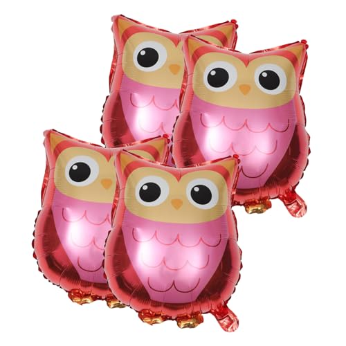 TOBBOMEY 4 Stück Teiliges Eulen folienballon Aluminium Bunte Cartoon Tierkopf Luftballons Sichere Geburtstagsdekoration für Kinderparty Festliche Mitgebsel für Gäste von TOBBOMEY