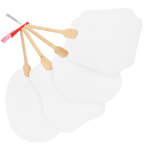 TOBBOMEY 4 Stück Teiliges Handlicher Leerer Papierfächer zum Bemalen Runde Tragbare Bastelfächer für DIY Klassische Chinesische Fächer Leicht und Langlebig als Geschenk von TOBBOMEY