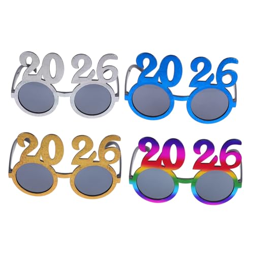 TOBBOMEY 4 Stück Teiliges Silvesterbrillen aus Robustem Pc Material Bunte Partybrillen für Neujahrsfeiern Bequeme Leichte Fotorequisiten für Unvergessliche Silvesterparty TOBBOMEY 4 Stück Teiliges Silvesterbrillen aus Robustem Pc Material Bunte Partybrillen für Neujahrsfeiern Bequeme Leichte Fotorequisiten für Unvergessliche Silvesterparty von TOBBOMEY