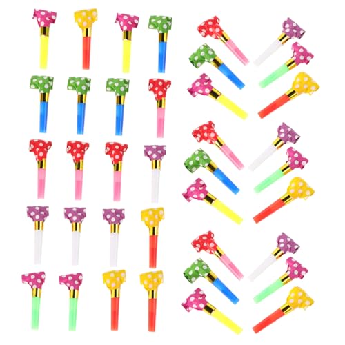 TOBBOMEY 40 Stück Teiliges Party tröten Bunte Geburtstags mitgebsel Kinderfreundliche Blasgeräte Laute Party hörner Farbenfrohe Candy designs Leicht Transportierbar von TOBBOMEY