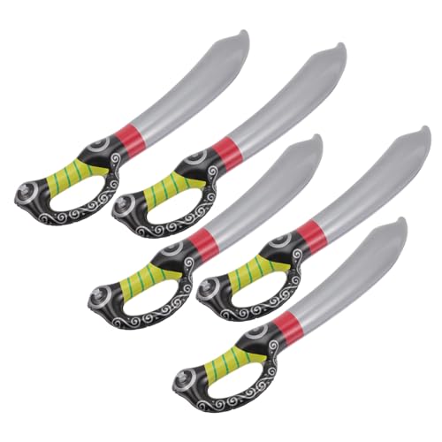 TOBBOMEY 5 Stück Teiliges Aufblasbares Piratenschwert PVC Piratenparty Zubehör Sicher Langlebig für Kindergeburtstag Cosplay von TOBBOMEY