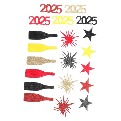 TOBBOMEY 50 Stück 2025 Neujahrsparty Dekoration, Frohes Neues Jahr, Türabdeckung, Weihnachtsglitzer Zum Basteln, Neujahrsparty Gläser, Frohes Neues Jahr, Tischwimpel, Frohes Neues Jahr, von TOBBOMEY