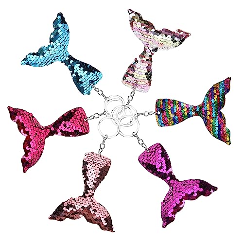 TOBBOMEY 6 Stück Meerjungfrau Schlüsselanhänger mit Glitzer Kreative Rucksack Charms in Pastellfarben Leichte Taschenanhänger Geschenkidee für Mädchen und Party mitgebsel von TOBBOMEY