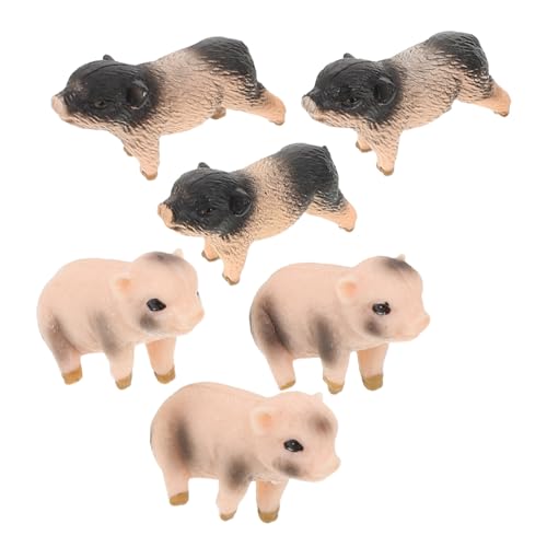 TOBBOMEY 6 Stück Simulation Schweinemodell Schweine Kuchenaufsätze Schweinchen Kuchenaufsatz Miniatur Tierfiguren Realistische Schweineskulptur Mini Schweinestatue Tischdekoration von TOBBOMEY