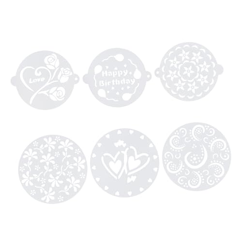 TOBBOMEY 6 Stück Teiliges Cake Decorating Schablonen aus Kunststoff Wiederverwendbare Backschablonen für Torten Umweltfreundlich Leicht zu Reinigen Geeignet für Puderzucker Airbrush und TOBBOMEY 6 Stück Teiliges Cake Decorating Schablonen aus Kunststoff Wiederverwendbare Backschablonen für Torten Umweltfreundlich Leicht zu Reinigen Geeignet für Puderzucker Airbrush und von TOBBOMEY