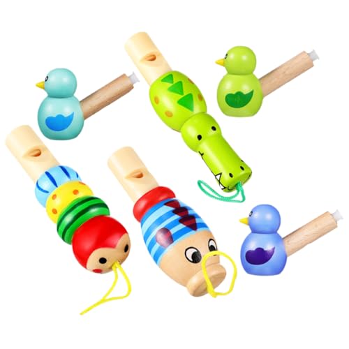 TOBBOMEY 6 Stück Teiliges Holzpfeifen Niedlichen Tierformen Kreatives Lustiges Sicher und Langlebig für Geburtstagsfeiern und Spielerische Musikförderung von TOBBOMEY