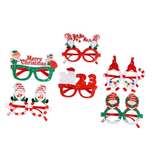TOBBOMEY 6 Stück Teiliges Weihnachts-partybrillen Bunte Karikatur Brillenrahmen Leichte Brillenrahmen für Festliche Fotorequisiten und Partydeko Geeignet von TOBBOMEY