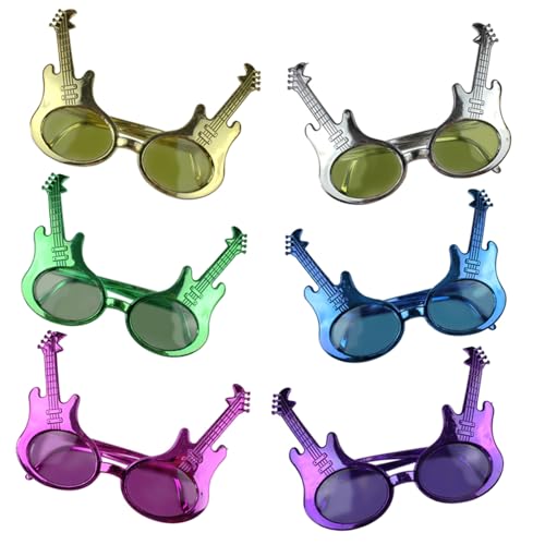 TOBBOMEY 6 Stück Witzige Partybrillen in Gitarrenform aus Stabilem Leicht und Bequem Sicher ohne Scharfe Kanten für Partys Fotos Geschenk Farblich Sortiert Zufällige Farbe Zufällige Farbe von TOBBOMEY