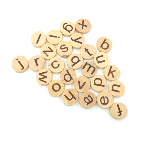 TOBBOMEY 78 Stück Holzbuchstaben Klein Teiliges Rund Holzscheiben Alphabet DIY Basteln Holzstücke Umweltfreundlich Robust Glatt Oberfläche von TOBBOMEY