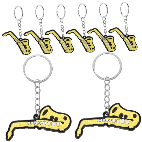 TOBBOMEY 8 Stück Saxophon Schlüsselanhänger, Instrumentenanhänger, Schlüsselanhänger, Musikinstrument, Schlüsselanhänger, Charm, Instrument, Schlüsselanhänger, Niedlicher von TOBBOMEY