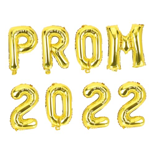 TOBBOMEY 8 Stück Teiliges Ballon Set zur Abschlussfeier Goldfarbene Prom Folienballons Langlebige Aluminiumfolie Kreative Party Deko für Abschluss und Prom Feiern Dekorative Szenen und von TOBBOMEY