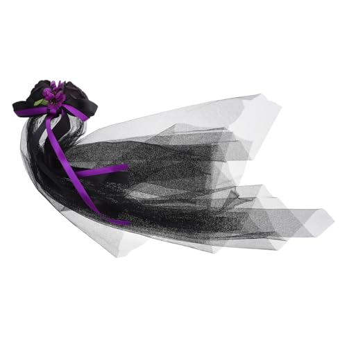TOBBOMEY Bridal Halloween Headpiece mit Besticktem Schleier Veil Headband mit Blumenkrone und Schleife Gothic Haarschmuck für Damen Day Of The Dead Kostüm und Vintage Festtags-accessoire TOBBOMEY Bridal Halloween Headpiece mit Besticktem Schleier Veil Headband mit Blumenkrone und Schleife Gothic Haarschmuck für Damen Day Of The Dead Kostüm und Vintage Festtags-accessoire von TOBBOMEY