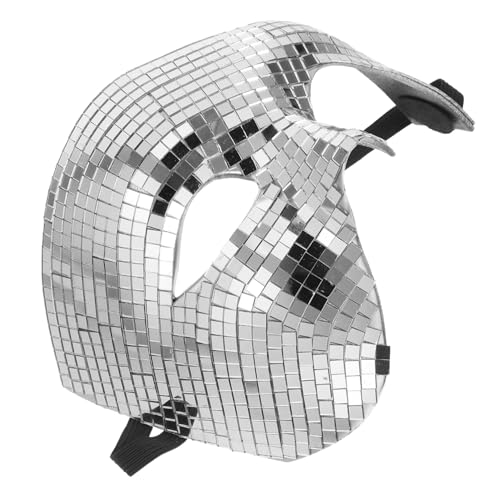 TOBBOMEY Disco Maske Halbgesicht Silber Reflektierend Leicht Tragbar Komfortabel für Halloween Karneval Tanzparty Festliche Events TOBBOMEY Disco Maske Halbgesicht Silber Reflektierend Leicht Tragbar Komfortabel für Halloween Karneval Tanzparty Festliche Events von TOBBOMEY