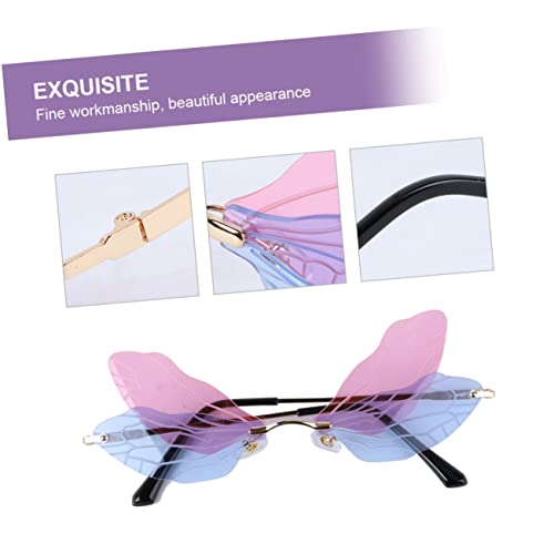 TOBBOMEY Dragonfly Wings Partybrille Damen Herren Leichtes Modisches Fotoaccessoire Farbverlaufs Blau für Kreative Partys und Sommerliche Veranstaltungen von TOBBOMEY
