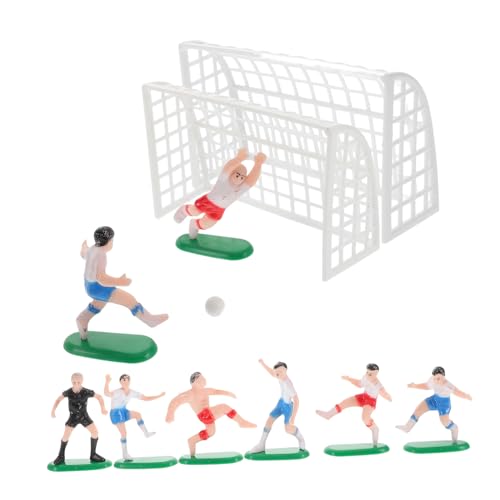 TOBBOMEY Fußballspieler Miniaturfiguren mit Realistischer Spielfelddarstellung und Tor für Detailreiche Fußball deko Geburtstagstorte Fußballcupcake Topper Jungen Party von TOBBOMEY