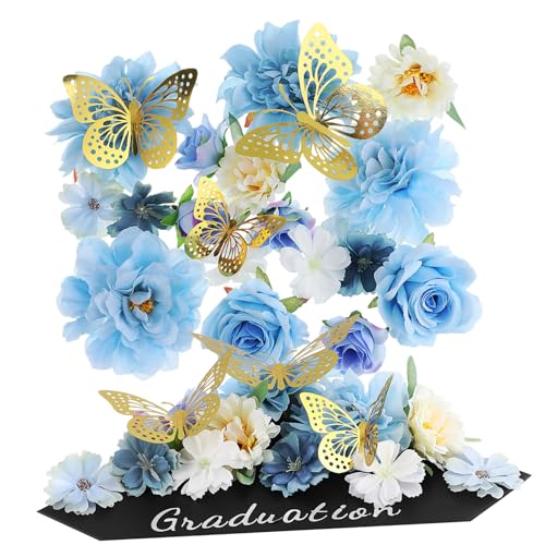 TOBBOMEY Graduation Cap DIY Dekorationsset PVC mit Blumen Schmetterlingen und Strasssteinen Stabiles Bastelset zum Einfachen Anbringen für Abschlussfeiern und Partys von TOBBOMEY
