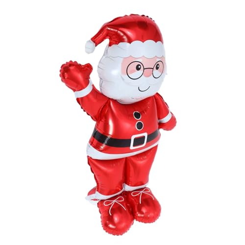 TOBBOMEY Großer Aufblasbarer Weihnachtsmann Folienballon aus Aluminiumfolie Stehende Weihnachtsdeko für Partys Wiederverwendbar Stabile Basis Festliche Weihnachtsdekoration von TOBBOMEY
