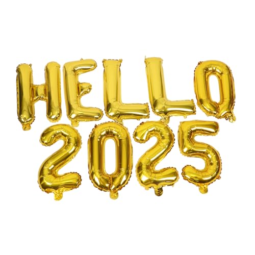 TOBBOMEY Hello Aluminiumfolie Zahlen und Buchstaben Luftballon Goldene Partydekoration für Silvester Abschlussfeier Jubiläum Stabile Reißfeste Folienballons für Festliche Anlässe von TOBBOMEY