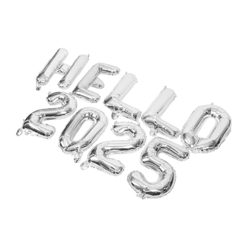 TOBBOMEY Hello Folienballon Silberne Zahlen und Buchstaben Party Dekoration Aluminiumfolie für Neujahrsfeier Fotokabine Partyzubehör von TOBBOMEY