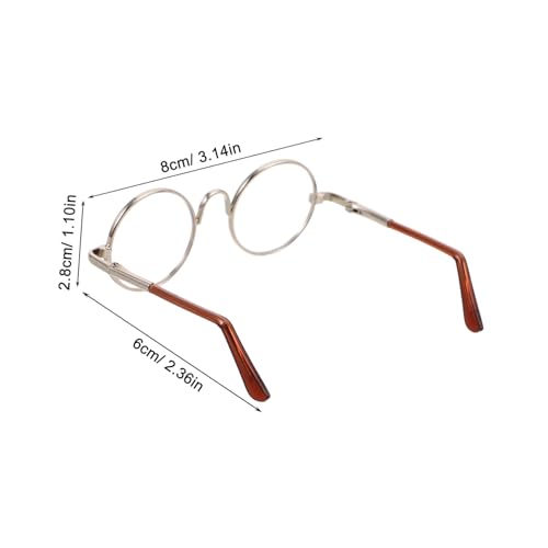 TOBBOMEY Miniatur Runde Puppenbrille Silberrahmen Niedliche Mini Brillen für Puppen Dressup DIY Puppenzubehör Modische Runde Rahmen Feine Handwerkskunst für Puppenhaus und Fotografie von TOBBOMEY