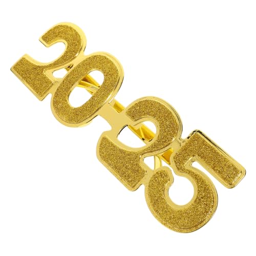 TOBBOMEY Partybrille Gold Glitzernde Elektroplattierte Zahlenbrille Unisex Wiederverwendbar Silvester Accessoire für Neujahrsfeier und Festliche Foto Requisiten von TOBBOMEY