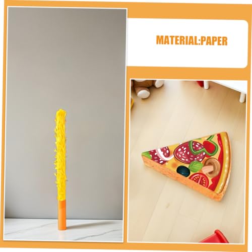 TOBBOMEY Pizza Pinata mit und Augenbinde Kinderfreundliche Pizza Scheiben Partydeko aus Karton mit Krepppapier als Partydeko und für Geburtstage und Feiern von TOBBOMEY