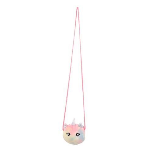 TOBBOMEY Plüsch Einhorn Umhängetasche Mädchen Kleine Crossbody Schultertasche Weiches Material Tragbare Geldbörse für Münzen und Schmuck Verstellbarer Langer Riemen als Geschenk von TOBBOMEY
