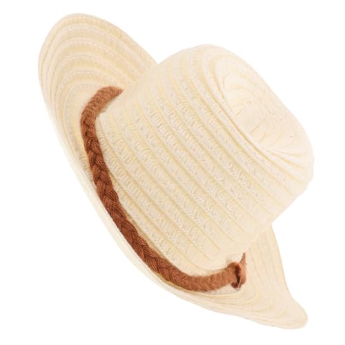 TOBBOMEY Puppenkleid, Strohhut, Kleines Deko Accessoire, Winzige Hüte Zum Basteln, Miniatur Webhut, DIY Puppenhut, Miniatur Western Puppenhauszubehör, Mini Hut, Miniatur Winzighüte von TOBBOMEY