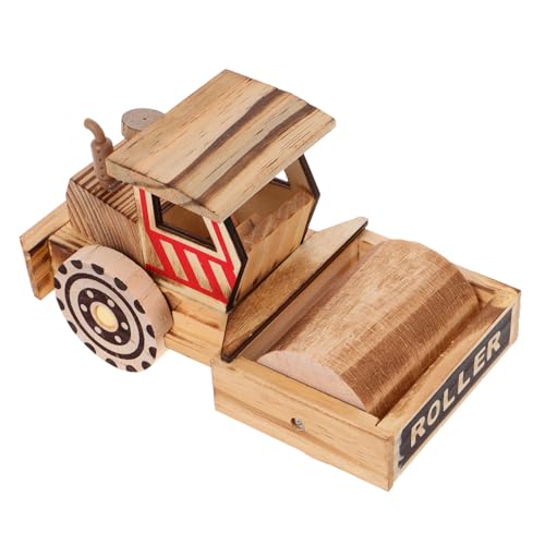 TOBBOMEY Roller-Truck Modell Dekorative Holzfigur Antikes Handwerk Für Schreibtisch Wohnzimmer Detailgetreue Nachbildung Vielseitige Deko Für Zuhause Büro von TOBBOMEY