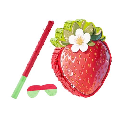 TOBBOMEY Rotes Erdbeer-piñata und Augenbinde Interaktives Spiel für Erdbeer-geburtstagsfeiern Vielseitige Dekoration für Cinco De Mayo und Sommerparty Einfache Befüllung und Aufhängung TOBBOMEY Rotes Erdbeer-piñata und Augenbinde Interaktives Spiel für Erdbeer-geburtstagsfeiern Vielseitige Dekoration für Cinco De Mayo und Sommerparty Einfache Befüllung und Aufhängung von TOBBOMEY