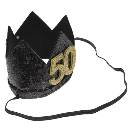 TOBBOMEY Schwarze und Goldene Geburtstagskrone Glänzender Partyhut Komfortabel Formstabil für Erwachsene Geburtstag Feine Verarbeitung Langlebiger Kopfschmuck von TOBBOMEY