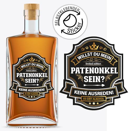 Flaschenetikett „Willst du mein Patenonkel sein“ – kreative Idee um Patenonkel zu fragen – Geschenk Patenschaft, Taufpaten Geschenk, Überraschung für Freunde & Familie (Patenonkel) von TOBJA