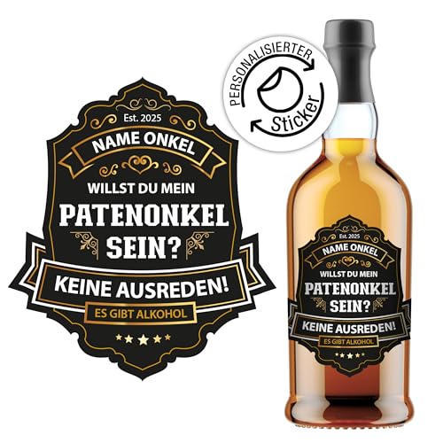 Personalisierbares Flaschenetikett „Willst du mein Patenonkel sein“ – mit Namen individuell bedruckt – Geschenk Patenschaft, Taufpaten fragen, originelle Überraschung für Paten Personalisierbares Flaschenetikett „Willst du mein Patenonkel sein“ – mit Namen individuell bedruckt – Geschenk Patenschaft, Taufpaten fragen, originelle Überraschung für Paten von TOBJA