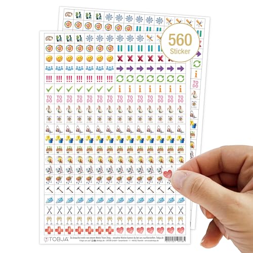 TOBJA 560 Kalender Sticker für Terminplaner & Organizer - Bunte Aufklebern für Haushalt, To-Dos, Journaling & Planung – Fotoalbum Sticker, Tagebuch & Kalender Zubehör (Erweiterungsset) von TOBJA