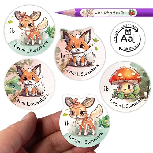 TOBJA Namensaufkleber Kinder Schule personalisiert | 36 wasserfeste Sticker mit Namen für Hefte & Schule | Permanent haftend | Süßes Waldtiere Design für Mädchen & Jungen TOBJA Namensaufkleber Kinder Schule personalisiert | 36 wasserfeste Sticker mit Namen für Hefte & Schule | Permanent haftend | Süßes Waldtiere Design für Mädchen & Jungen von TOBJA