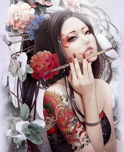 TOCAVE Malen nach Zahlen Ölgemälde nach Zahlen Diy Null Basis Malerei Japanische Frauen Bilder Leinwand Acryl Pigment Home Dekoration 40x50cm TOCAVE Malen nach Zahlen Ölgemälde nach Zahlen Diy Null Basis Malerei Japanische Frauen Bilder Leinwand Acryl Pigment Home Dekoration 40x50cm von TOCAVE