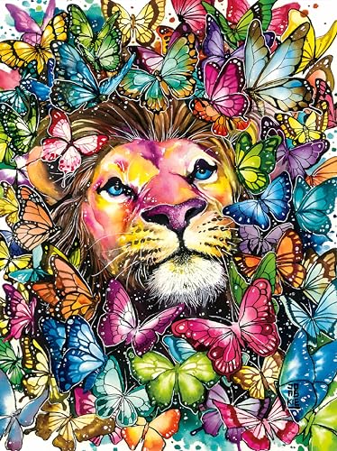 TOCOHANALOGY Malen Nach Zahlen Erwachsene, Malen Nach Zahlen Löwe Tiere Paint by Numbers Adult, DIY Ölgemälde Leinwand Kit mit Pinseln und Acrylfarbe für Home Decor (40X50 cm) von TOCOHANALOGY