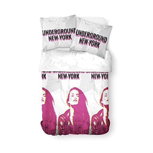 TODAY Bettwäsche mit 2 Personen, Polyester, Weiß/Grau/Rosa, 220 x 240 cm von Today