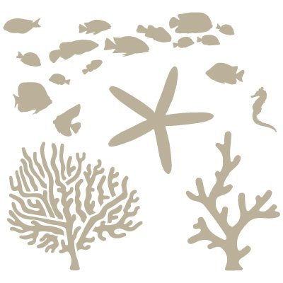 Alles Stencil Mini Deco 119 Meer, Maße: 12 x 12 cm Stencil – Figur 10 x 10 cm von TODO-STENCIL