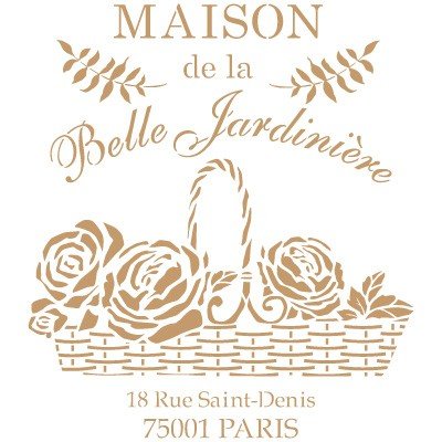 Stencil Deco Vintage 215 - Schablone „Maison de la Belle Jardinière“: Außenmaß der Schablone ca. 25 x 25 cm, Maße des Design: 22 x 20 cm von TODO-STENCIL