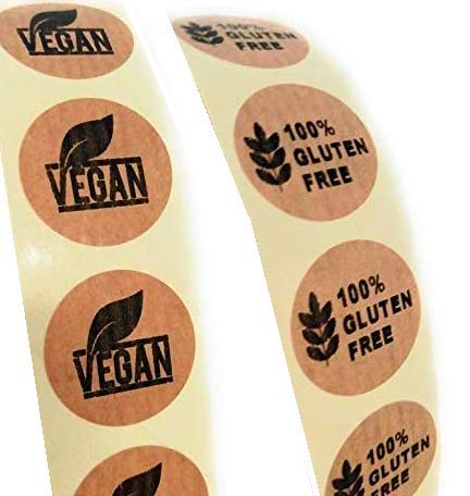 500 selbstklebende Etiketten aus Kraftpapier, Vegan, 500 Etiketten, selbstklebend von TODOKRAFT