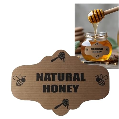 TODOKRAFT Klebeetiketten aus Kraftpapier für Honigflaschen, 9 x 6 cm, 40 Stück, braun (NATURAL HONEY) von TODOKRAFT