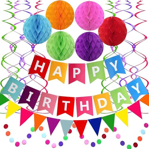 TOEECY Geburtstag Deko Happy Birthday Banner Geburtstagsdeko Wimpelkette Wabenbälle Kreis Punkt Girlande Bunte Hängende Swirl Decorations für Erwachsene Kinder Geburtstag Partydeko TOEECY Geburtstag Deko Happy Birthday Banner Geburtstagsdeko Wimpelkette Wabenbälle Kreis Punkt Girlande Bunte Hängende Swirl Decorations für Erwachsene Kinder Geburtstag Partydeko von TOEECY